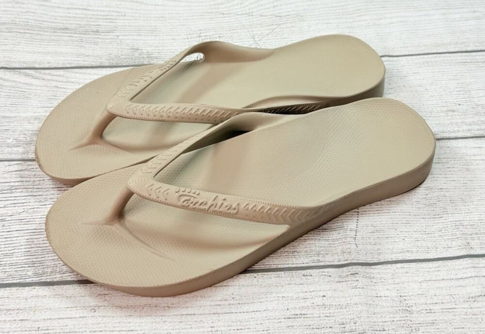 Archies Unisex Flip Flop Sandals Arch Support Comfort Taupe Women’s-12 Men's-11